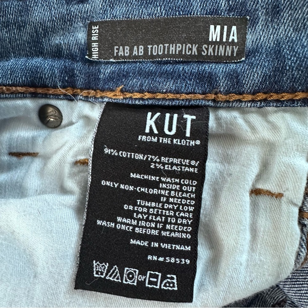 Kut from the Kloth MIA Fab Ab Toothpick Skinny High Rise Size 2 Stretch - Picture 5 of 11